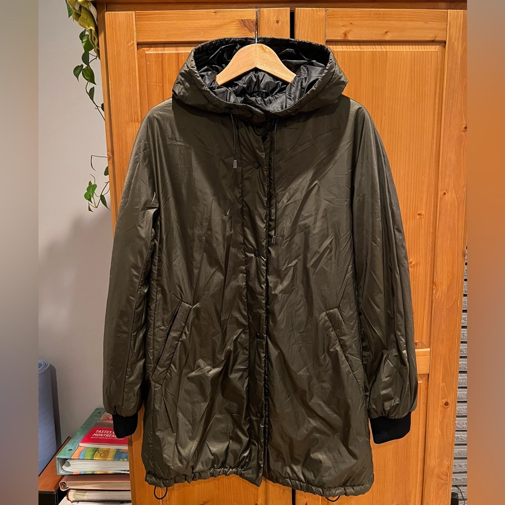 Zara black and green puff jacket